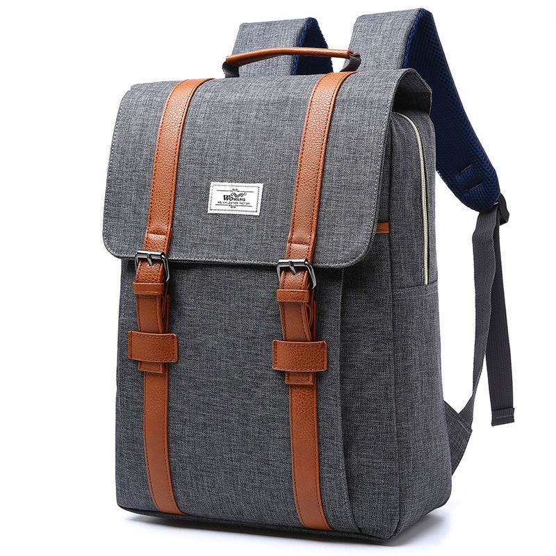 Vintage Large Canvas Backpack, Gray